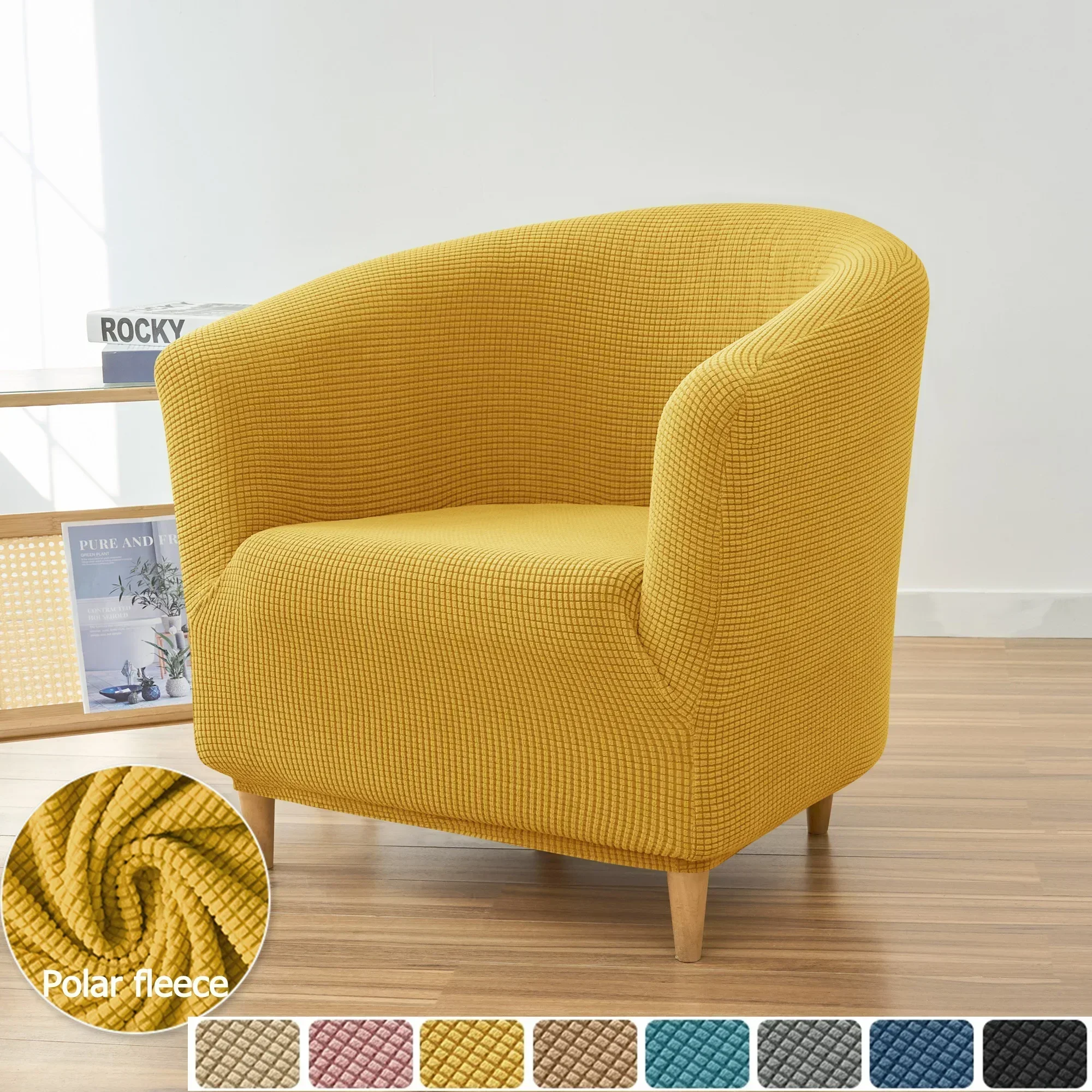 

Polar Fleece Club Sofa Cover Stretch Tub Chair Slipcovers Elastic Single Seat Sofa Cover Armchair Covers Study Bar Counter Home