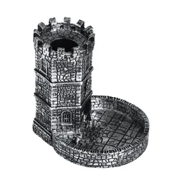 D&D Dice Tower Die Roller Castle Rolling Tray Case City Wall Torre antigua para DND, juego de mesa, D&D, RPG, decoración de escritorio