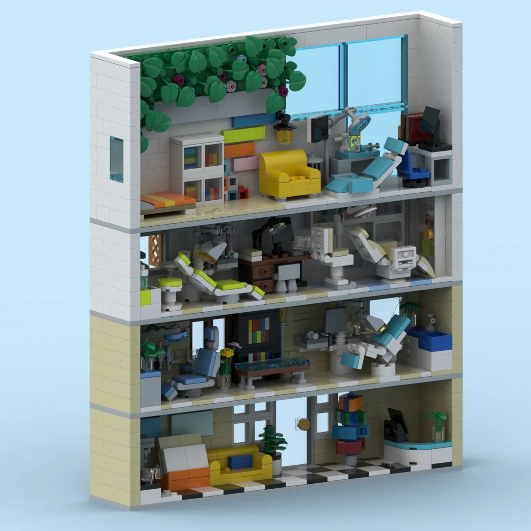 

MOC Dental Clinic Photo Frame Painting Building Block Creative Ornaments Children Educational Hobbies Collecting Bricks Toys