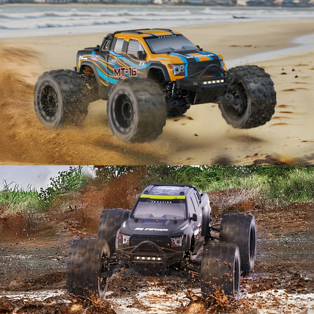 Simulated Front Impact Headlights And Aluminum Alloy Chassis For ZD RACING MT16 1/16 RC Car Black