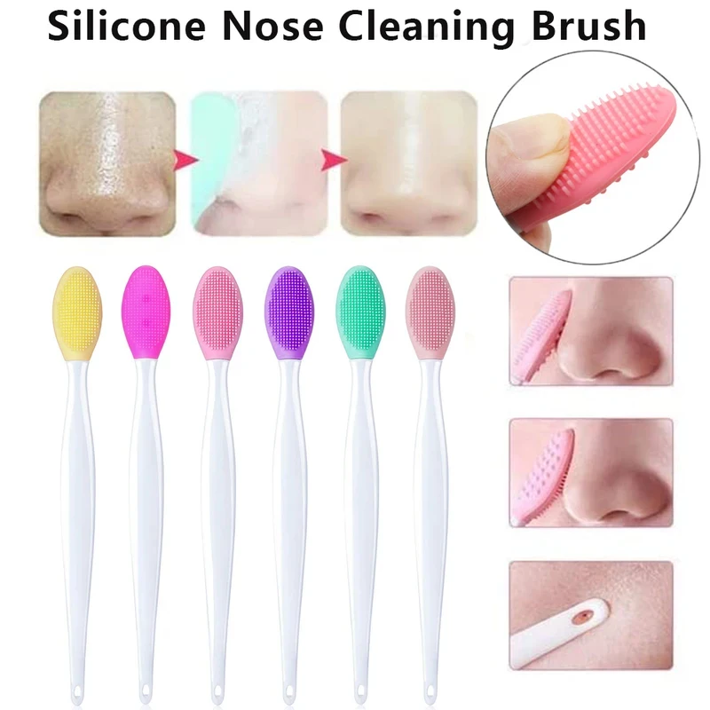 1-6PCS  Beauty Skin Care Wash Face Silicone Brush Exfoliating Nose Clean Blackhead Removal Brushes Tools With Replacement Head