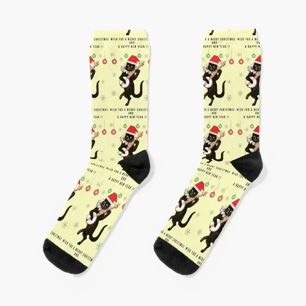 

Merry musical christmas from a talented cat ! Socks golf Antiskid soccer Run Men's Socks Women's