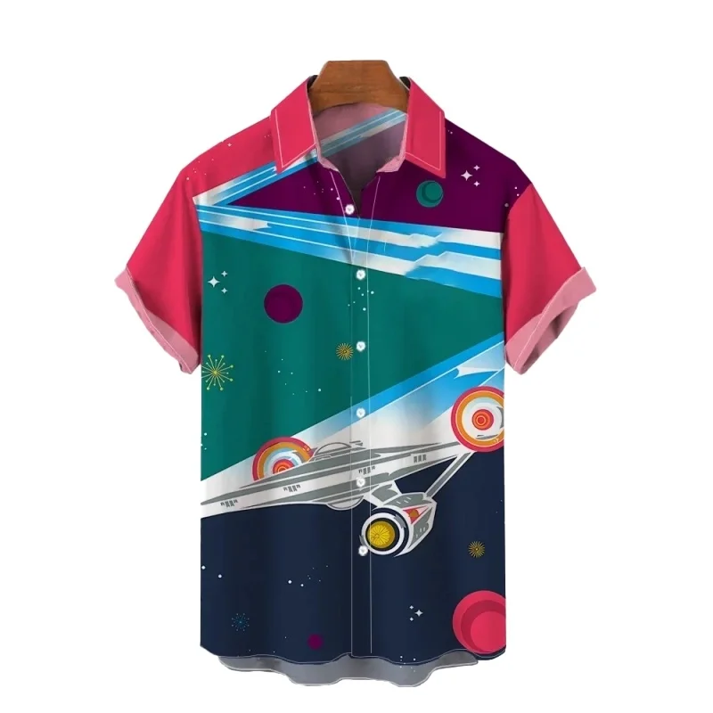 New Fashionable Full Printed Short Sleeved Shirt for Both Men and Women, Niche Beach Slimming Casual Flower Shirt