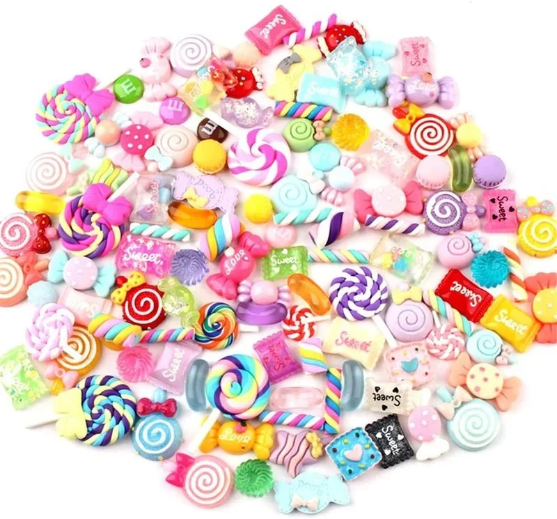 20 Pcs Candy Slime Charms Cute Set Mixed Resin Sweets Flatback Slime Making Supplies for DIY Craft Making Ornament Accessories