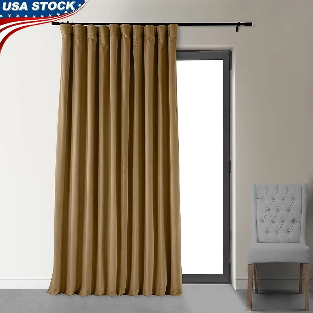 

Extra Wide Blackout Velvet Curtains Thermal Insulated Lined Window Panel 100% Light Blocking Noise Reducing Heavy Duty Curtain