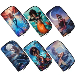 Beautiful Mermaid Print Wallet Women Coin Money Bags ID Credit Card Phone Earphone Holder Storage Bag Casual Long Purses Gift