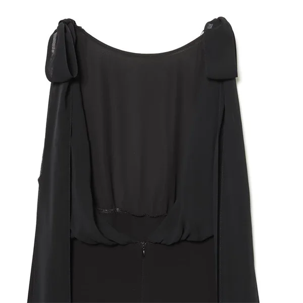 NINE ZAR Tuta da donna a vita alta con gamba dritta e nodo in georgette, design snellente, tessuto in poliestere, per pendolari