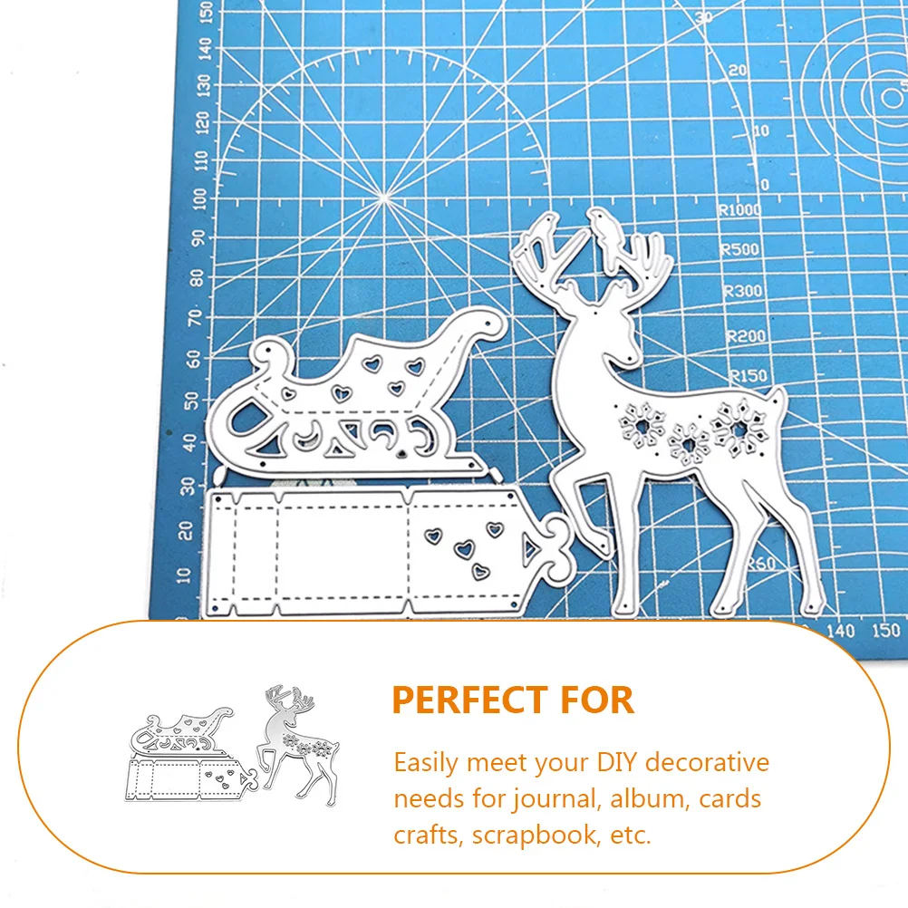 

1 Set Christmas Sleigh Deer Embossing Paper Die Cutting Diy Craft Stencil Mold For Scrapbook Photo Album Decoration Card Making