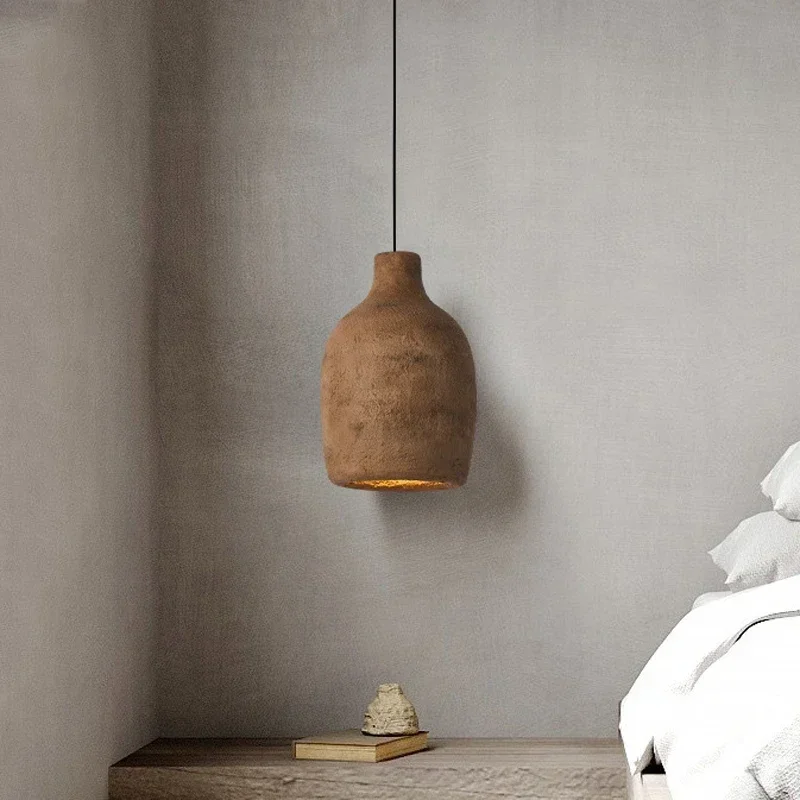 Wabi-sabi Chandelier Nostalgic Pendant Lamp Dining Room Foyer Bedside Hanging Light Restaurant Nordic Cement Design Droplight