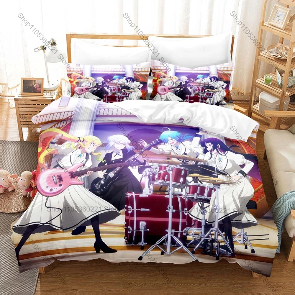 Cool Japanese Anime Rock Is A Lady's Modesty Duvet Cover + 2 Pillowcases, Music Themed Cozy Bedding Set for Anime Lovers Daily U