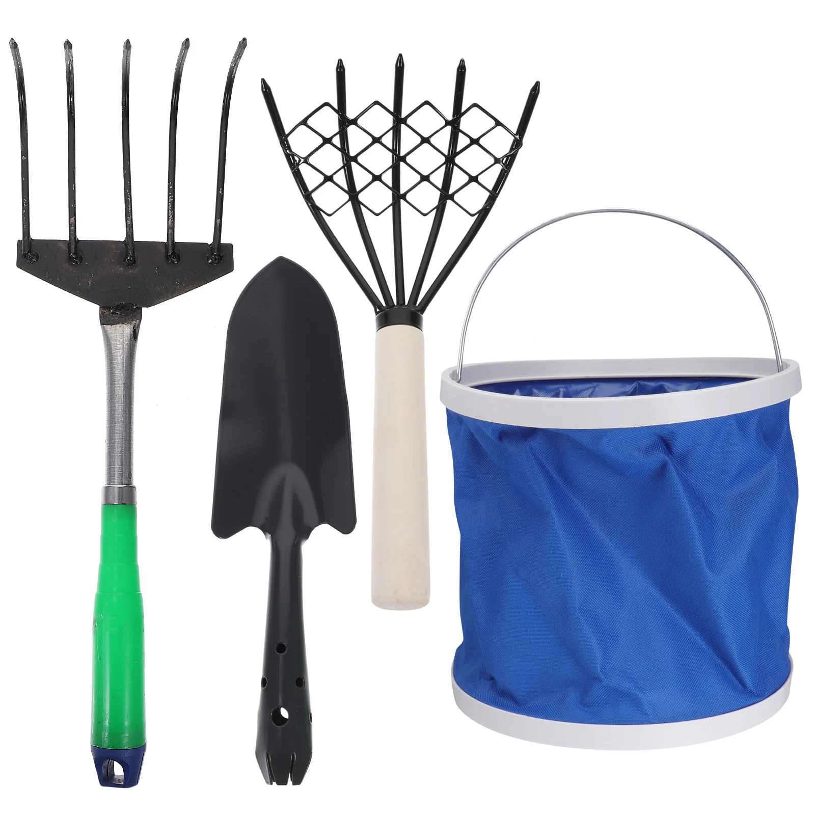 Efficient Clam Digging Rake High Carbon Steel Material Wood Handle Portable Tool for Seafood Harvesting Net Rake