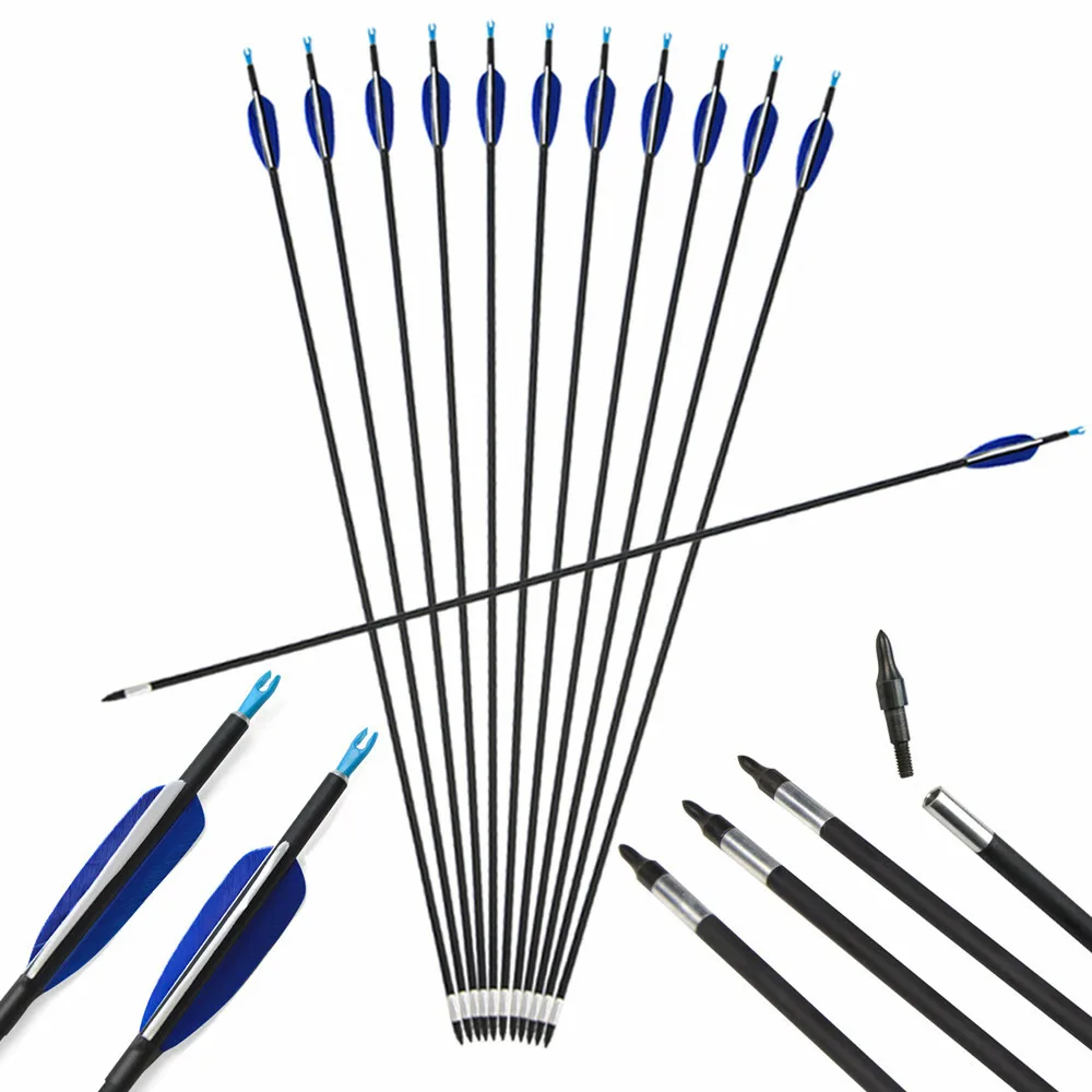 

6/12pcs 32Inch Arrow SP700 Archery Mixed Carbon Arrow Real Feathers ID 5.2mm for Recurve Compound Bow Hunting Shooting