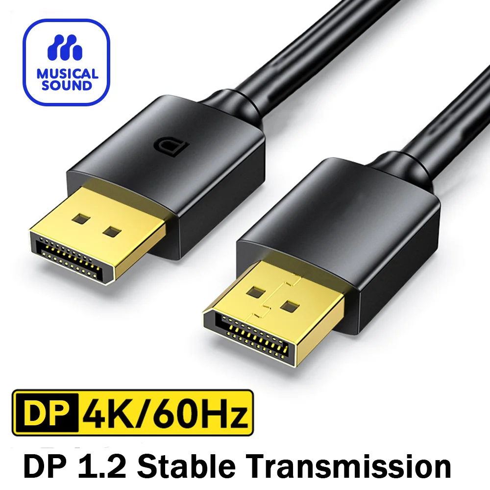 Musical Sound 4K@60Hz Male to Male DisplayPort to DisplayPort 1.4 Cable High-Speed Gold-Plated DP Cable Cord DisplayPort Cable