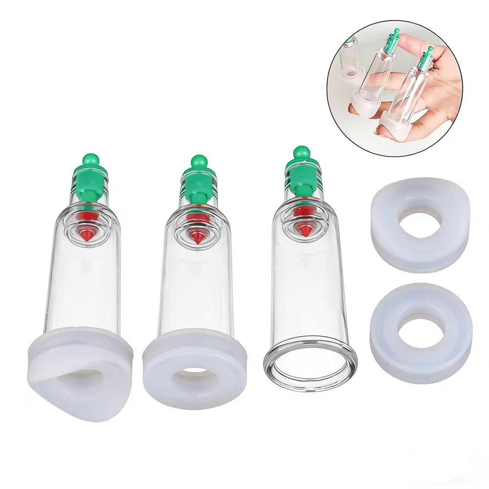 Finger Massage Cupping Cup Vacuum Cans Cupping Tool Chinese Plastic Cup Finger Jar Mouth Rubber Ring Silicone Health Care