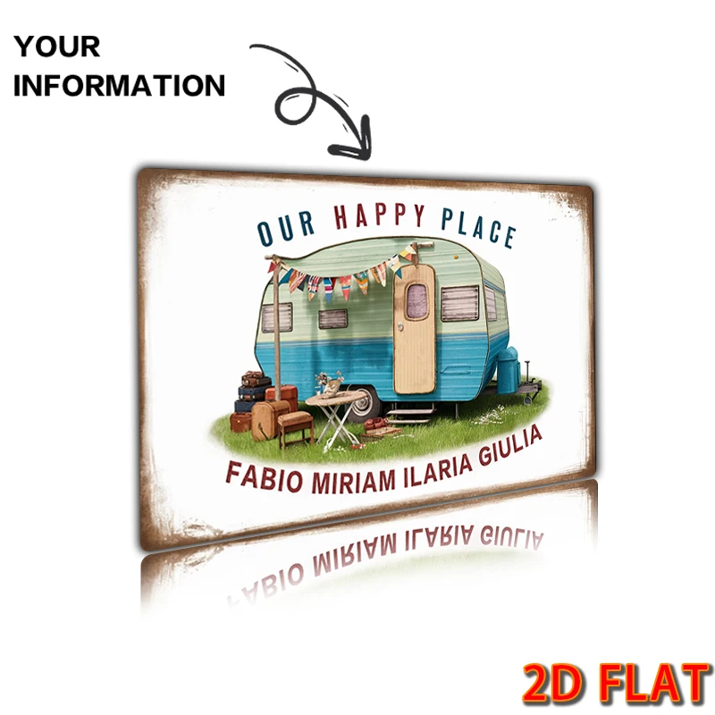 1개 맞춤형 카라반 간판 / 캠핑 간판 / 행복한 곳 / 맞춤형 간판 / 빈티지 / 소박한 / 홈 데코 알루미늄 간판 8x12인치