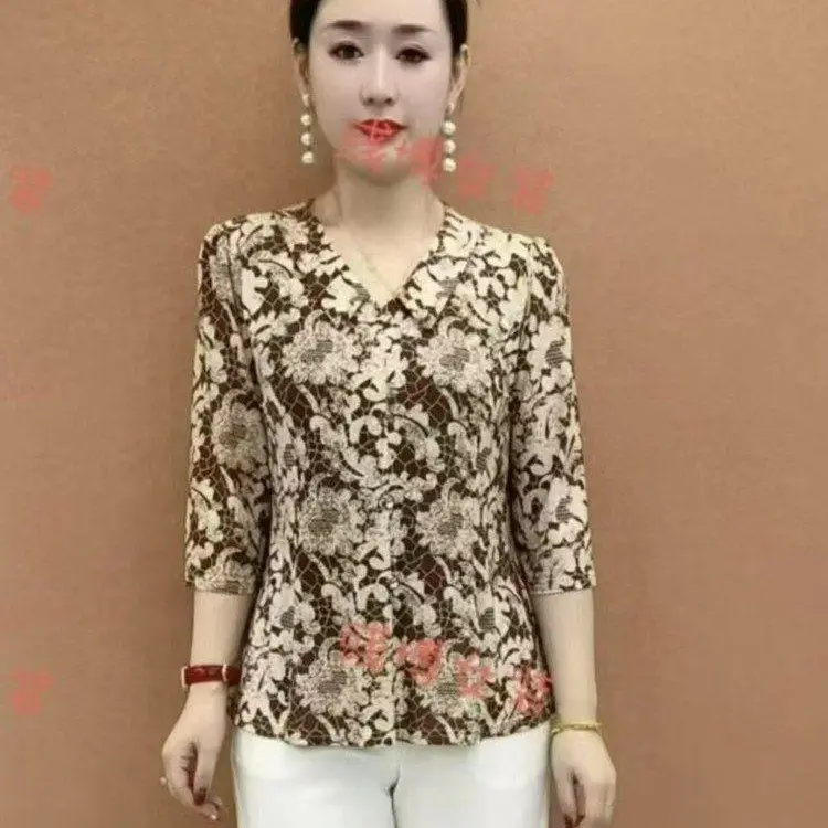 Neue Sommer Modische und Stilvolle Lose Casual Mittleren Alters und Ältere Mutter der Temperament Kurzarm Top