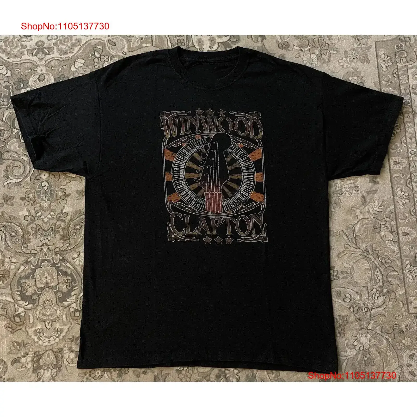 إريك كلابتون ستيف وينوود MSG 2008 حفلة موسيقية تي شيرت 2 الجانب كامل الحجم ريبرين خمر غسلها للارتداء اليومي #1