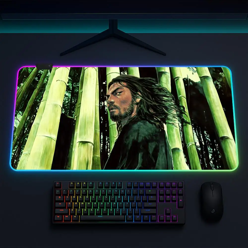 Vagabond Mouse Pad Anime Gaming Mouse Pad LED Table Pads Backlit Rubber Desktop XXL RGB Desk Mats