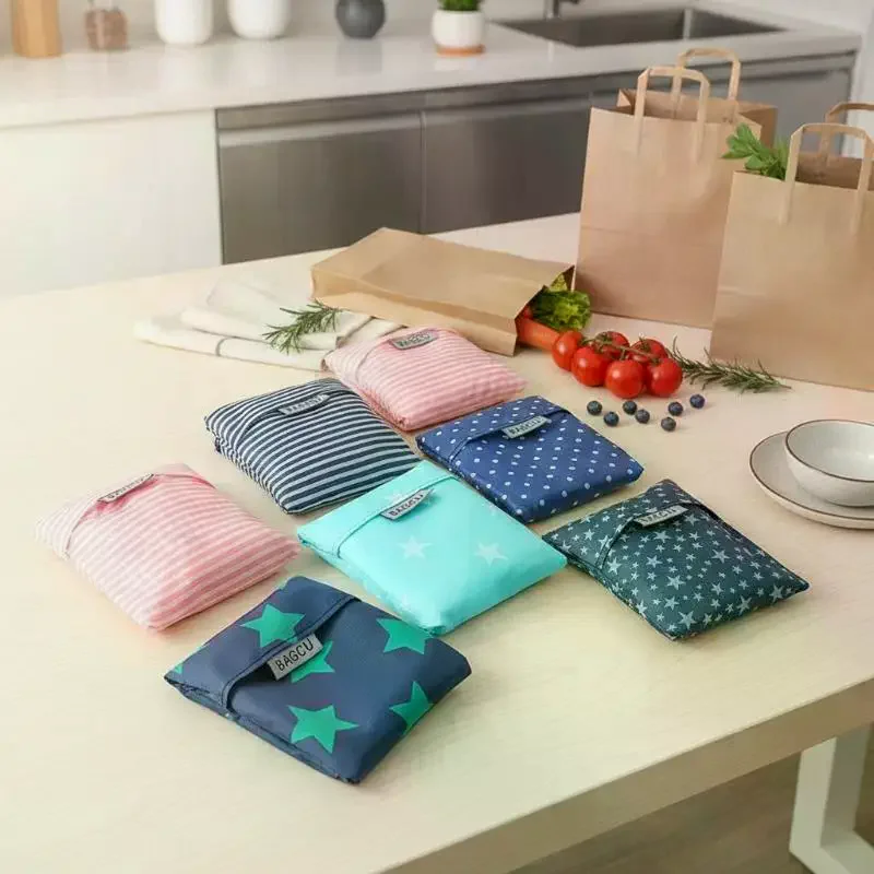 Foldable Reusable Shopping Bags Space Saving Large Capacity Thick Cute Print for Travel Grocery Storage Use