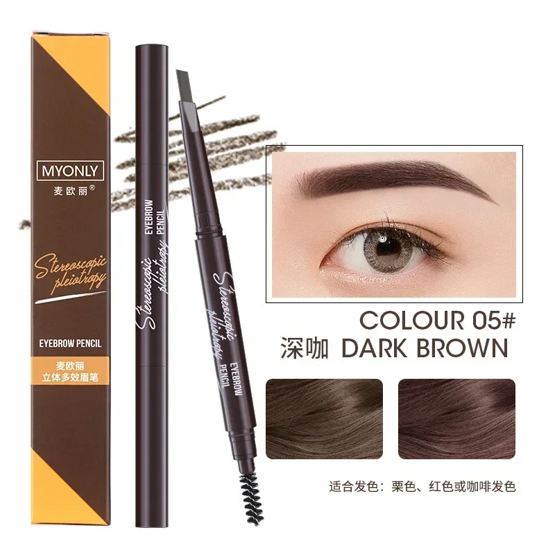 Matte Eyebrow Pencil With Brush Double Head Lasting Non-Smudged Eye Brow Pencil Tint Brown Sweatproof Eyebrow Stick Cosmetics