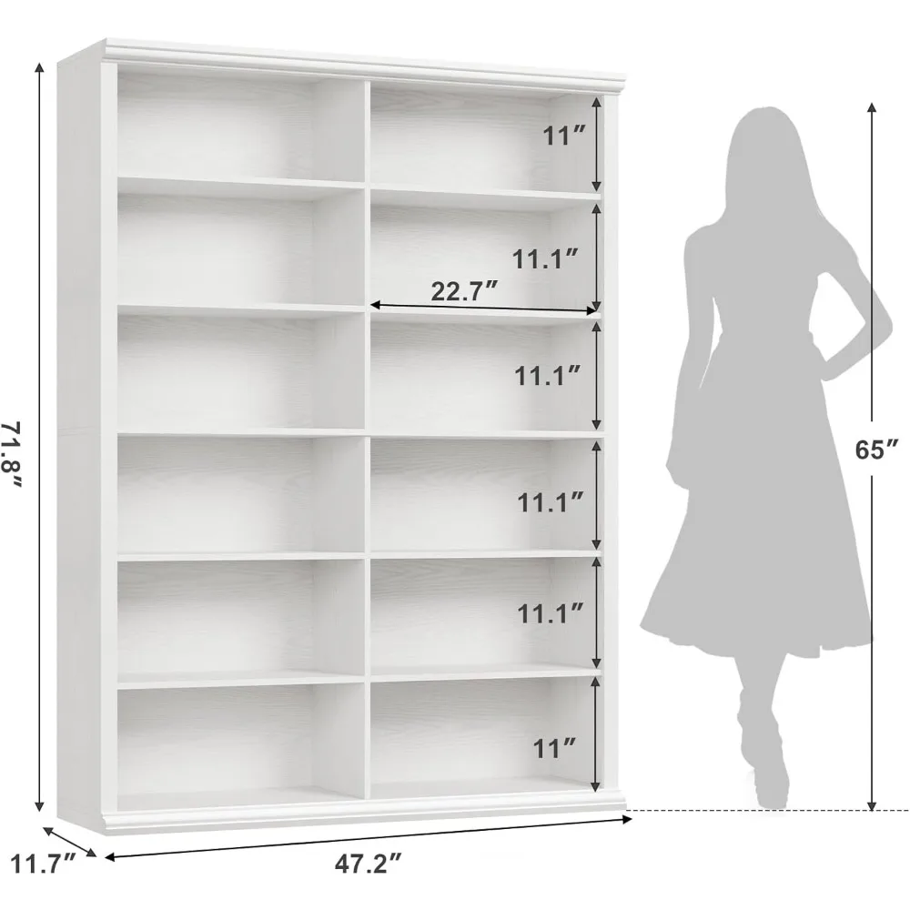 Extra Large Wooden Bookshelf – Double Storage Elegant Design 2