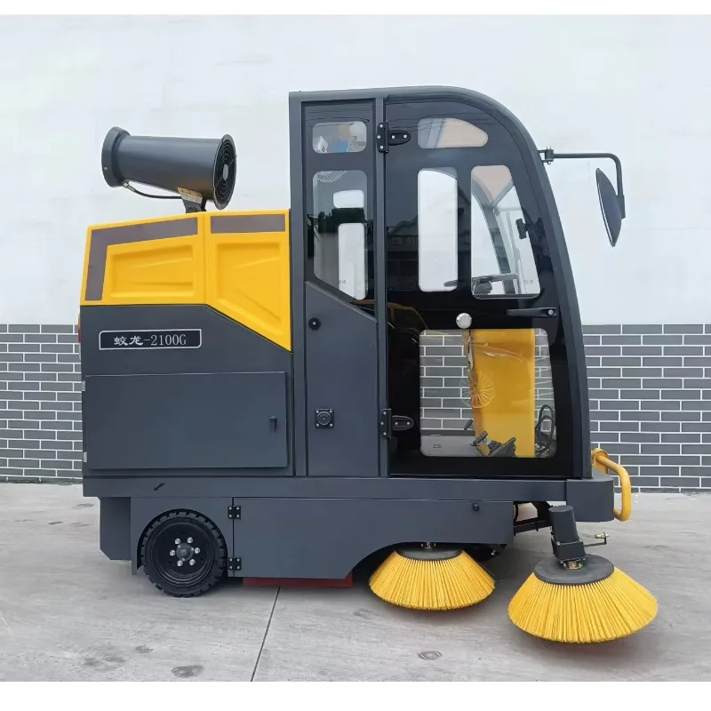 Professional Electric Walk-Behind Self-Propelled Road Cleaning Sweeper Full Automatic Dust Suction Sprinkling 42 Gal Hopper
