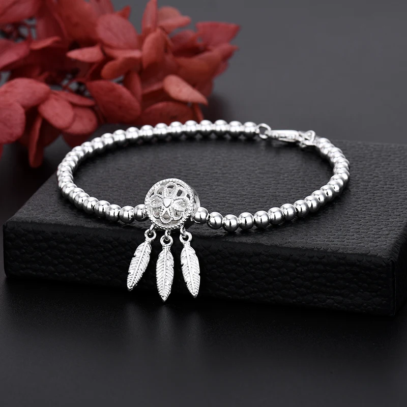 

Fine 925 Sterling Silver Bracelet Beads chain Dream For Women luxury fashion party Wedding Jewelry lovers gift charms