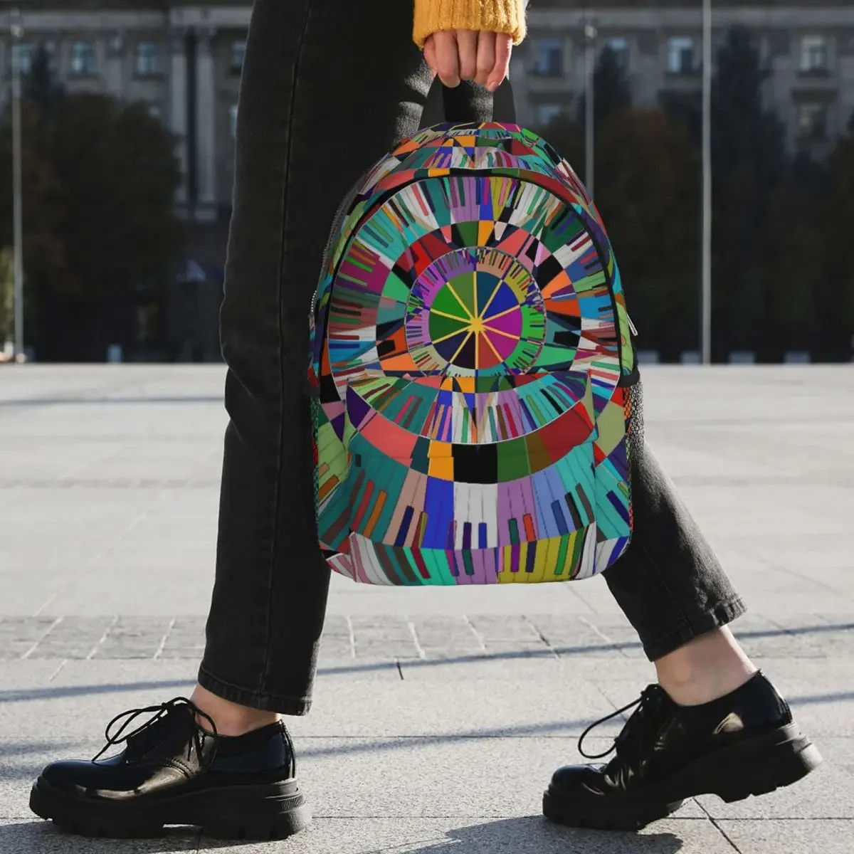 Psychedelic Piano Keyboard Geometric Backpacks Bookbag Cartoon Students School Bags Laptop Rucksack Shoulder Bag Large Capacity