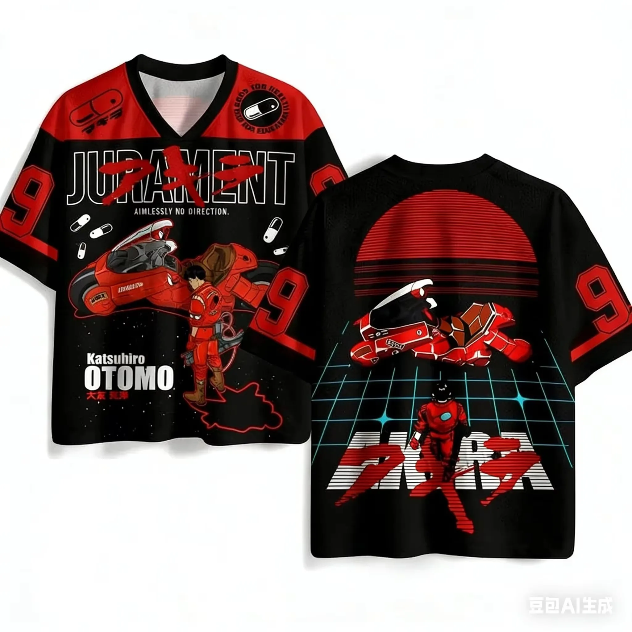 Fashion Akira 3D Print Breatha Quick-dry Men's Large-sized T-shirt Outdoor Fashion Hip-hop Street Sport Parent-child Clothing