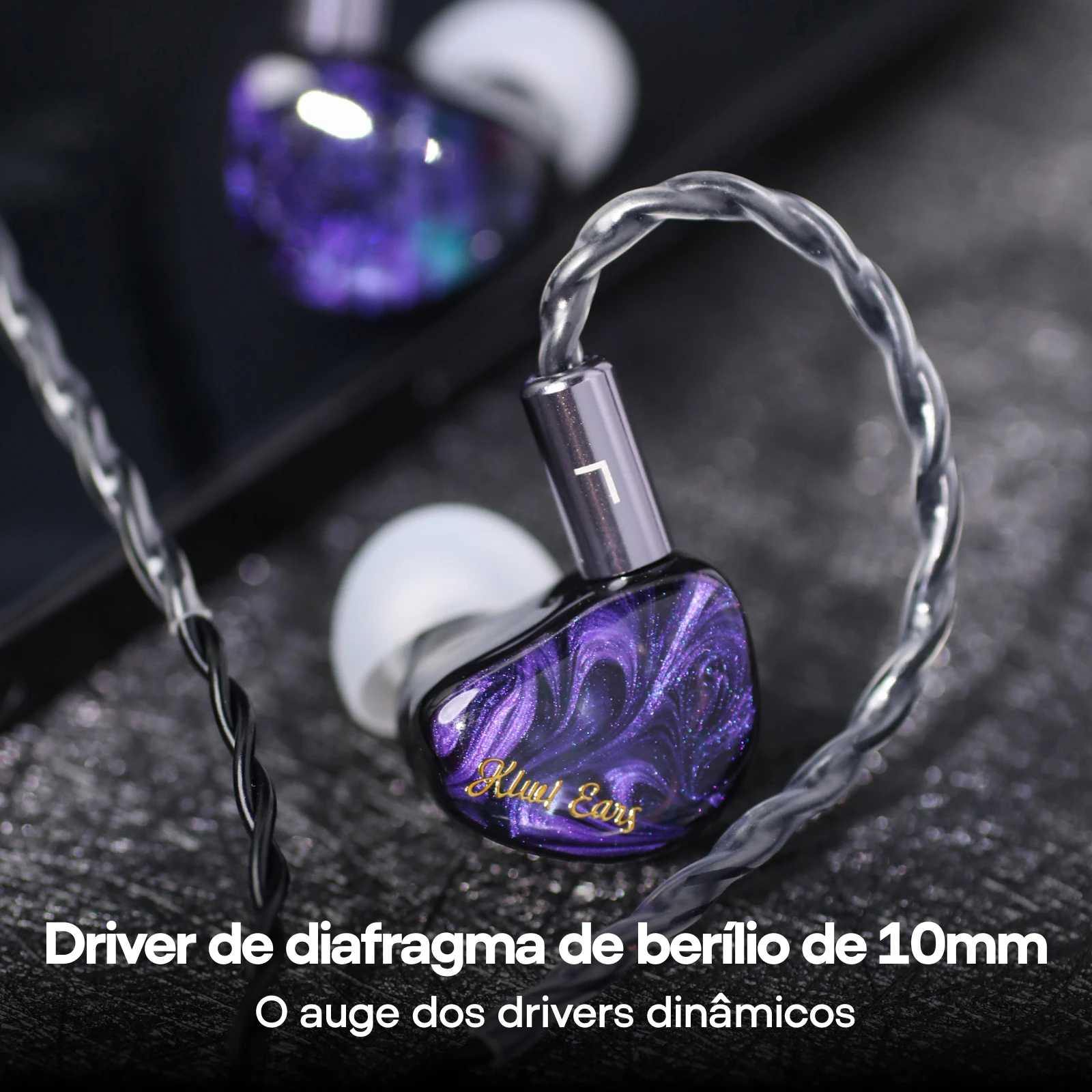 Linsoul Kiwi Ears Cadenza - Fone IEM com Driver Dinâmico de Diafragma de Berílio de 10mm Impresso em 3D Cabo 2-Pin 3.5mm