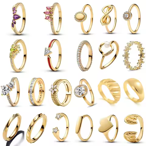925 Silver Gold Color Heart Stone Rings Ring New Hot Selling Gold Color Rings Suitable For Any Occasion DIY Birthday Gift