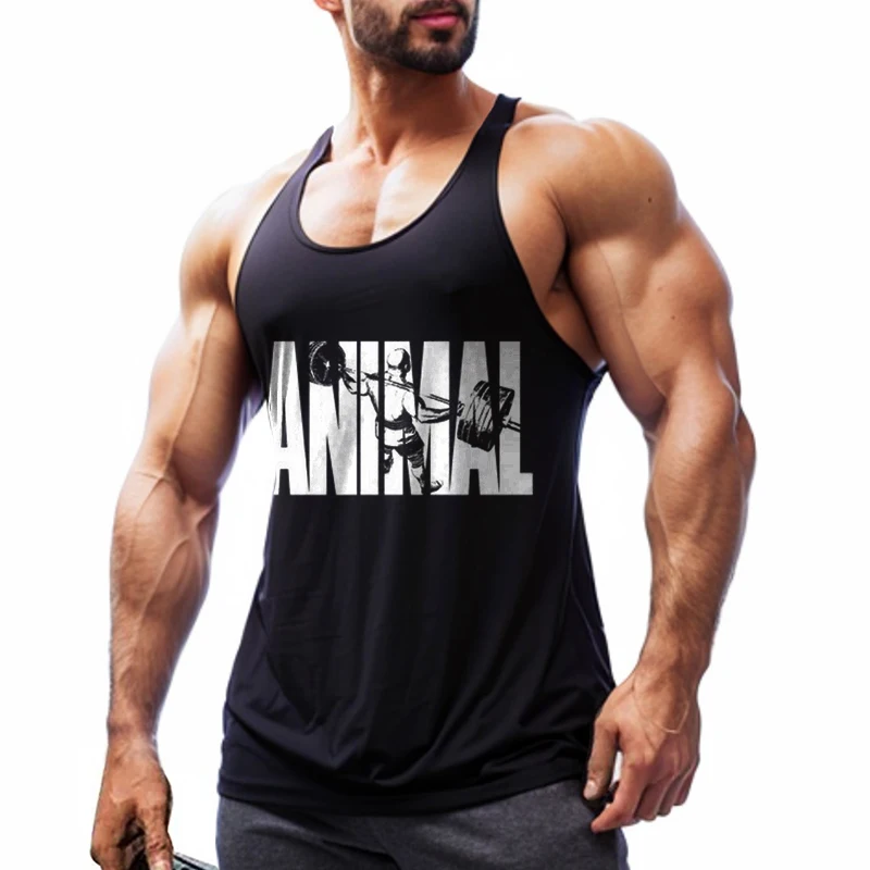 Men\'s ​Tank Tops Print Letter Fitness Sports Vest For Boys Bodybuilding Clothing Cotton Sleeveless shirt Workout male