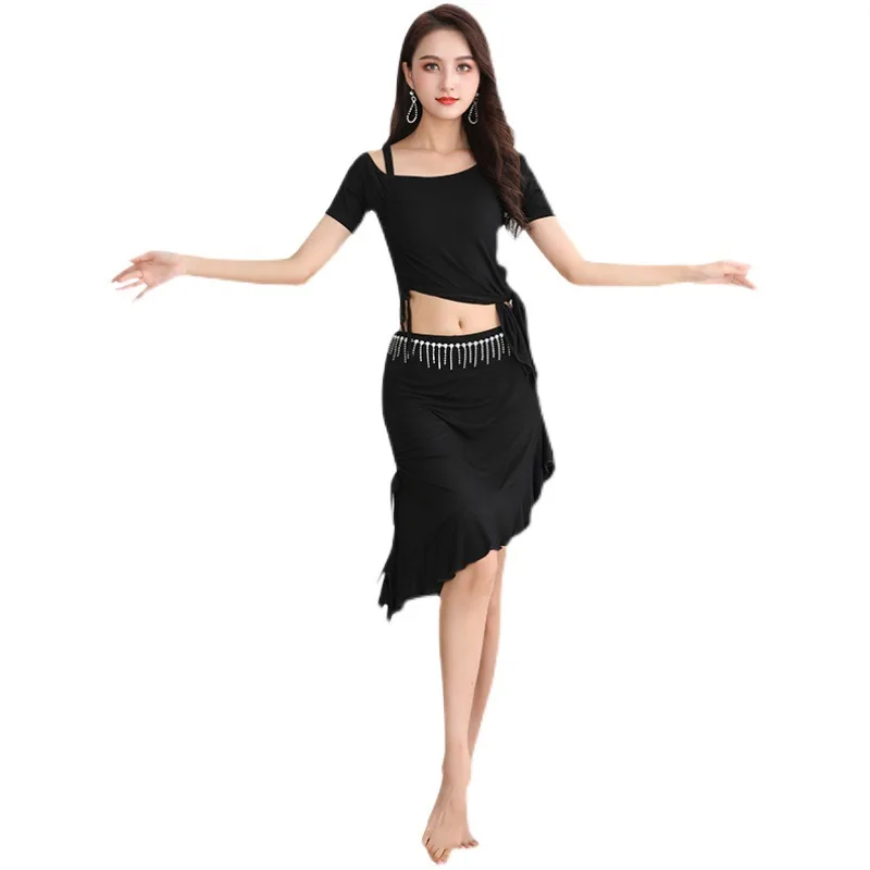 2PCS Women Oriental Belly Dance Crop Top Skirt Practice Performance Adult Elegant Bellydance Costume Lady Lesson Wear Outfit Set