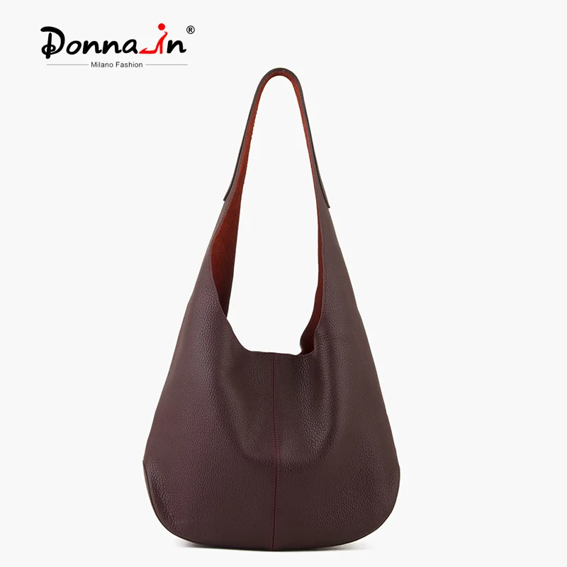 

Donna-in First Layer Cow Leather Tote Bag Genuine Full Grained Shoulder Bucket Bag Casual Fashion Designer Large Capacity