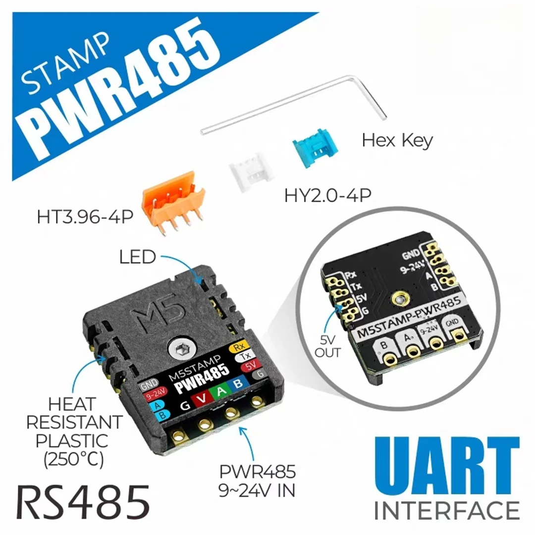 

Official M5Stack STAMP PWR485 RS485 Communication Expansion Board Data Acquisition Modbus