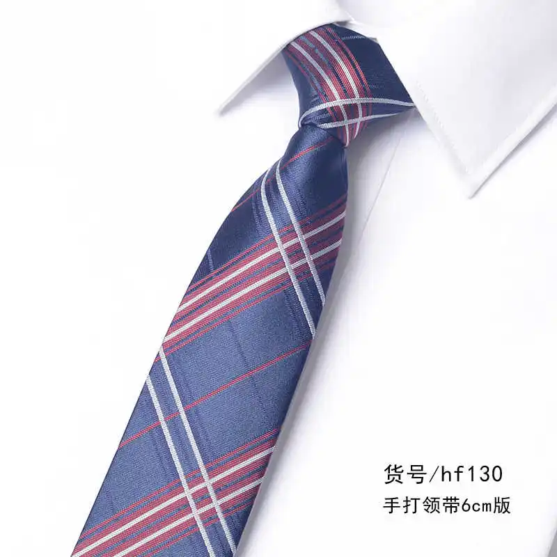 Navy Blue Checkered Korean Version 6CM Narrow Tie For Men And Women Shirt Accessories Handmade Knotting Fashionable Striped Tie