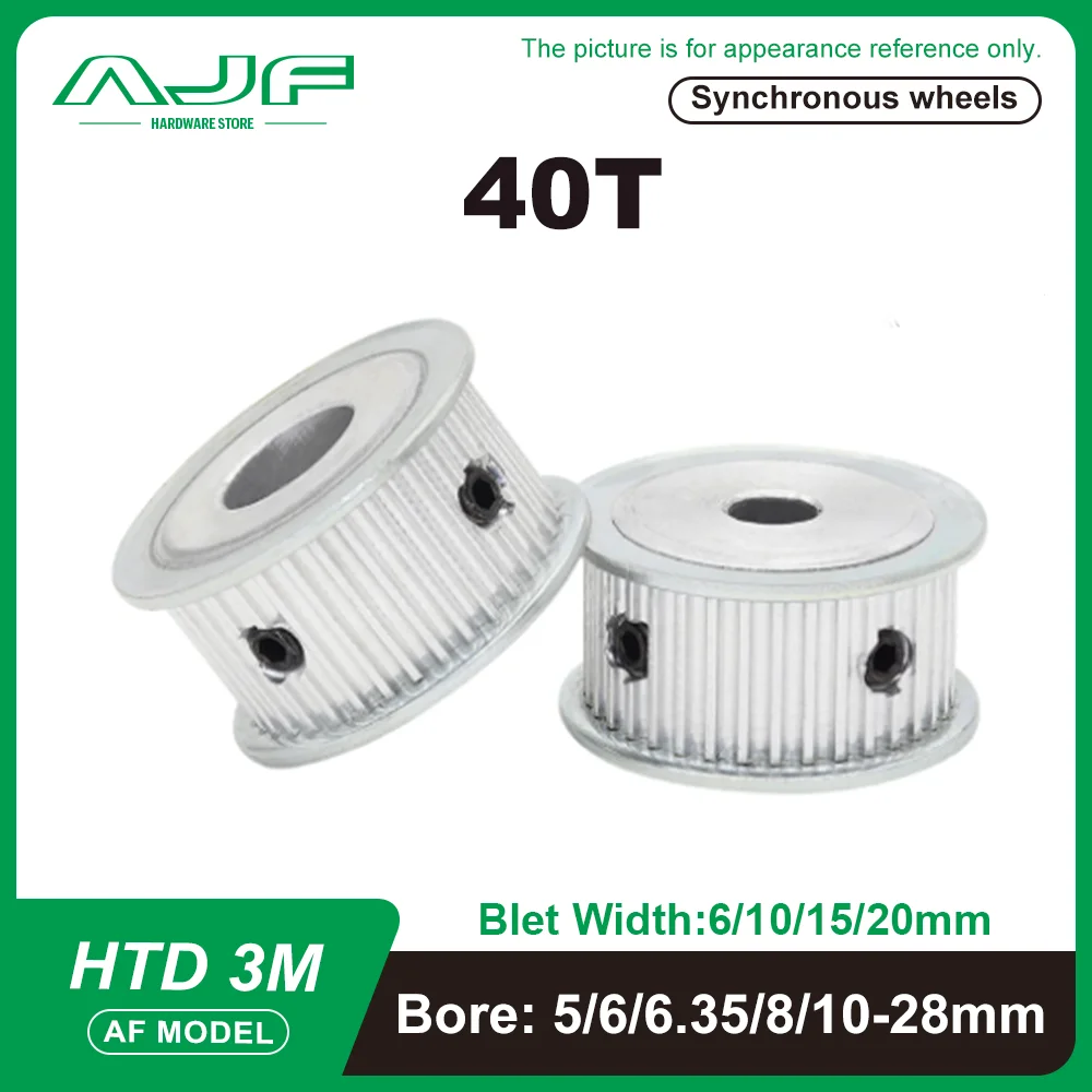 

40 Teeth HTD3M Timing Pulley Bore 5/6/6.35/8/10/12/12.7/14/15-28mm 40T HTD-3M Synchronous Wheel for Belt Width 6/10/15/20mm