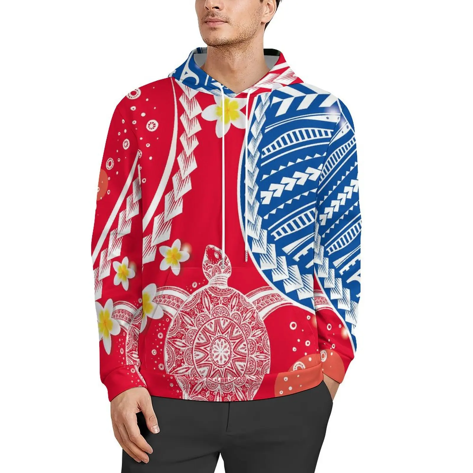 Samoan Fancy Dress Polynesian Men Hoodie Polynesian Style Customizable Hoodie Mature Men Choice