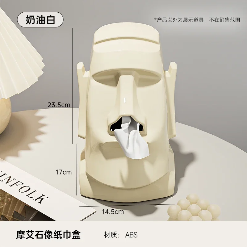 Stone statue tissue box, living room, light luxury, high-end creative household coffee table, desktop napkin