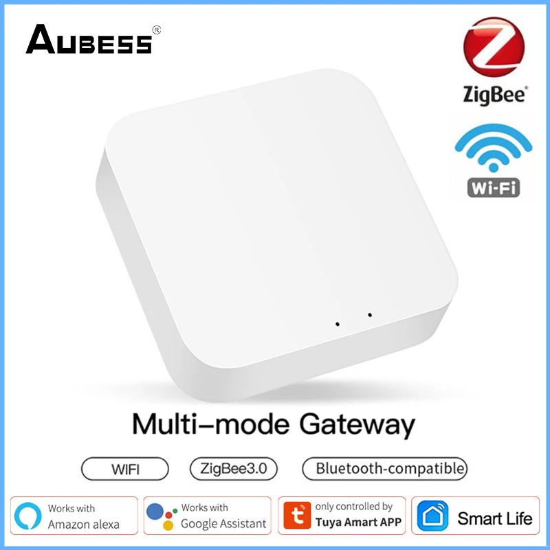 

Aubess Tuya ZigBee WIFI Bluetooth Multimode Smart Gateway Hub Smart Home Bridge Smart Life APP Works With Alexa Google Home