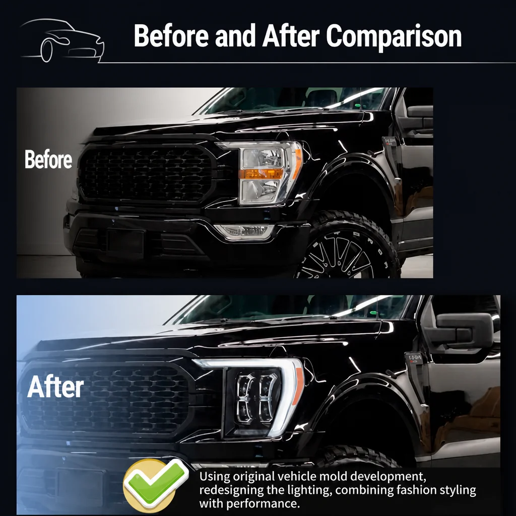 For F150 Pickup Truck 2021‑2023 Complete LED Headlight Assembly With DRL High Low Beam Turn Signal Auto Replacement Parts