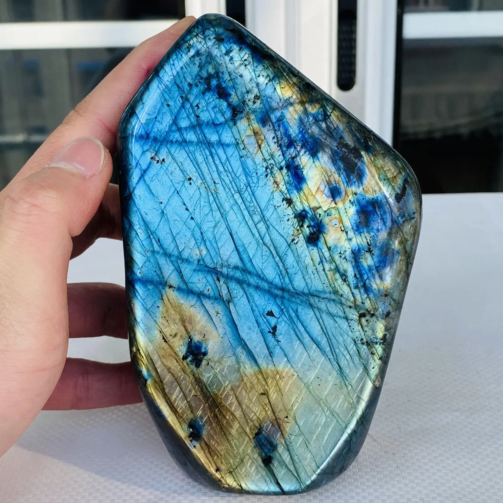 200-2600g Natural Crystal Moonstone Raw Gemstone Ornament Polished Quartz Labradorite Handicraft Decorating Stone Healing
