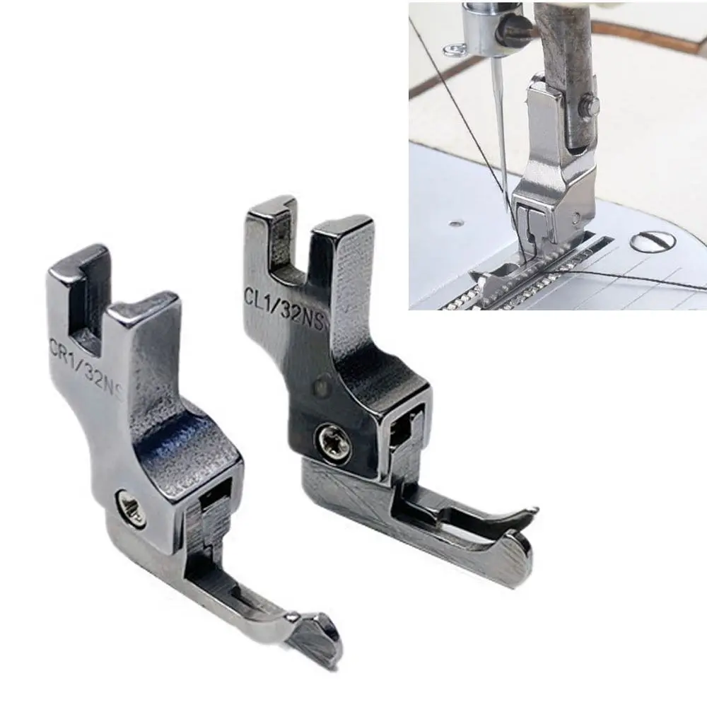 Left/Right Edge Guide Presser Foot Narrow Type Durable Pressing Foot Zipper Presser Feet for Knitt and Thin Materials