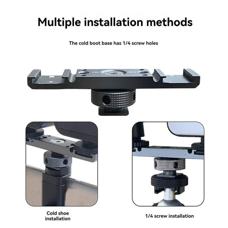 【Hot-Sell】Cold Shoe Mount Adapter Extension Bar Bracket Stand For Camera Mobile Phone Vlog Video Light Triple Hot Shoe Plate Mou