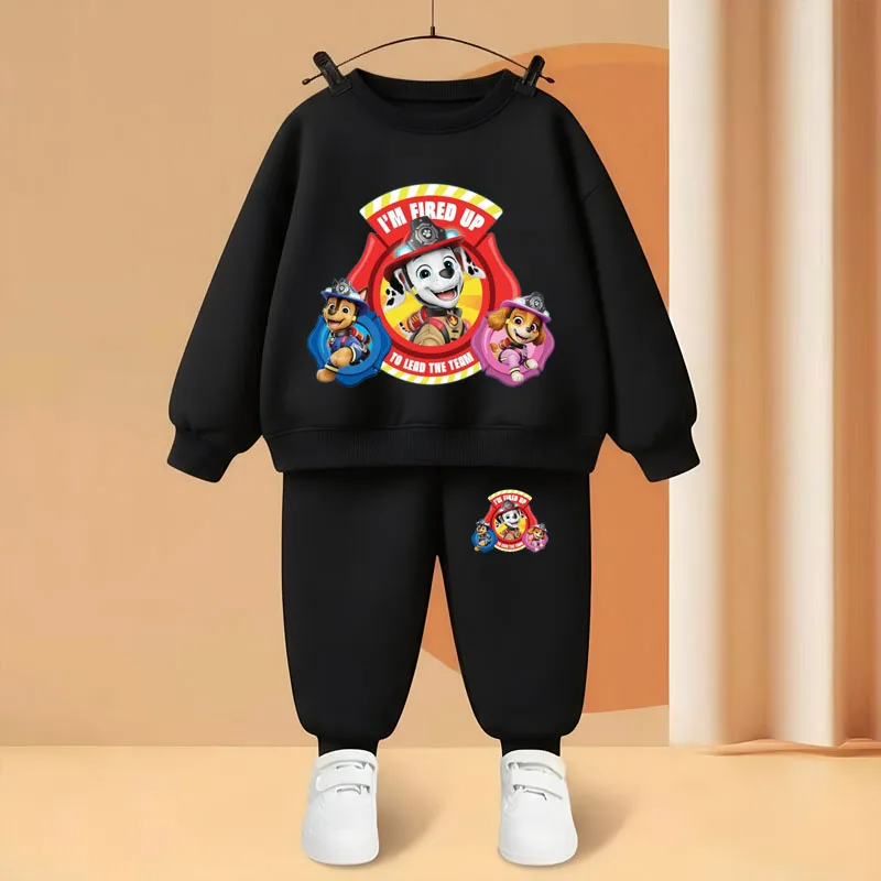 New Style Autumn Children's Casual Sweatshirt Sets Paw Patrol Printed Boys O Neck Hoodies and Long Pant 2pcs Casual Tracksuits