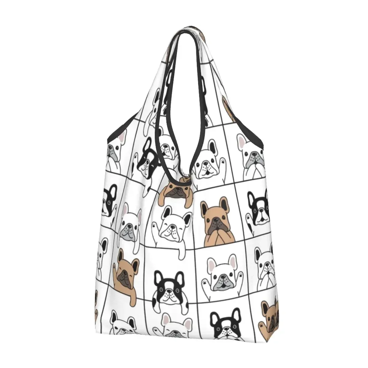 

Cute French Bulldog Puppy Groceries Shopping Tote Bags Women Cute Pet Dog Shoulder Shopper Bag Large Capacity Handbag