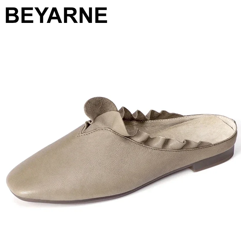 

Original Summer new Genuine leather personality retro Beach Outdoor sandals women's solid color soft soled shoes