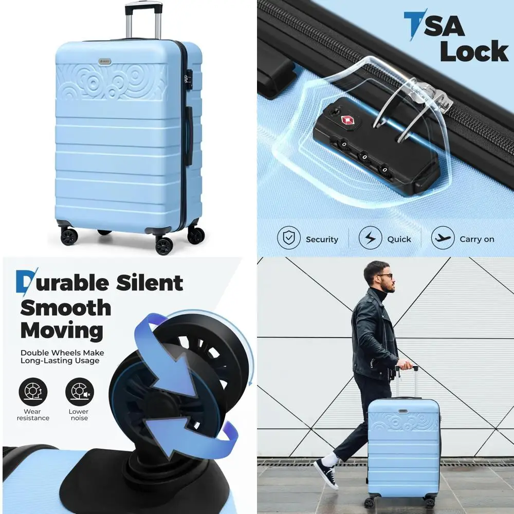 

28 inch large lightweight hard shell pc abs spinner suitcase with tsa lock for checked luggage