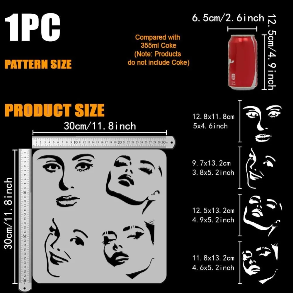 PET Hollow Out Drawing Painting Stencils for DIY Scrapbook Photo Album Human 30x30cm