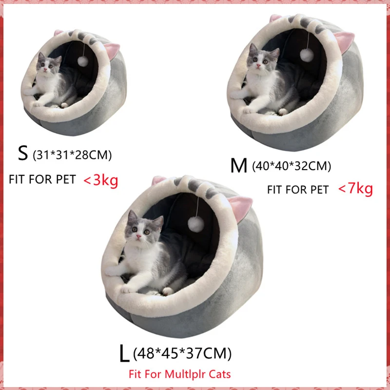 Pet Cat\'S Bed Warm Cat House Soft Plush Round BedsTent Carrier Dogs And Cats Basket Pillow Cave Mat Pet Accessories For Supplies